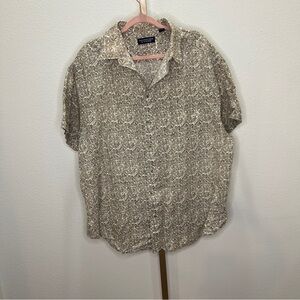 Roundtree & Yorke Linen Button Down Shirt Tan & White 2XB